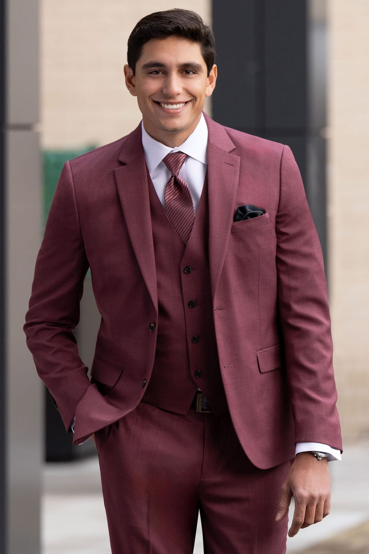 Brick Stretch Slim Fit Suit Coat