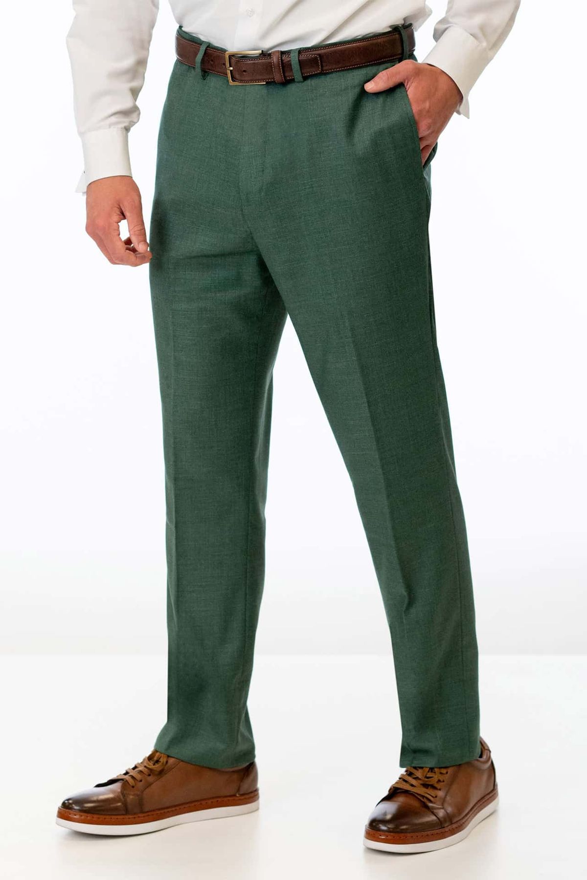 Forest Green Stretch Slim Fit Suit Pants — photo 1