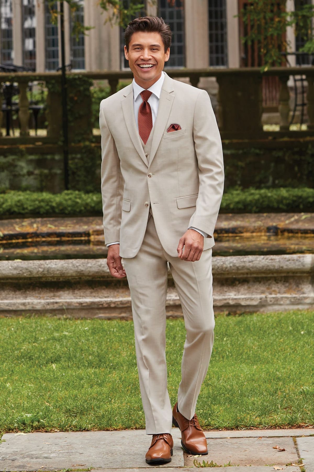 Tan Stretch Slim Fit Suit Coat — photo 1