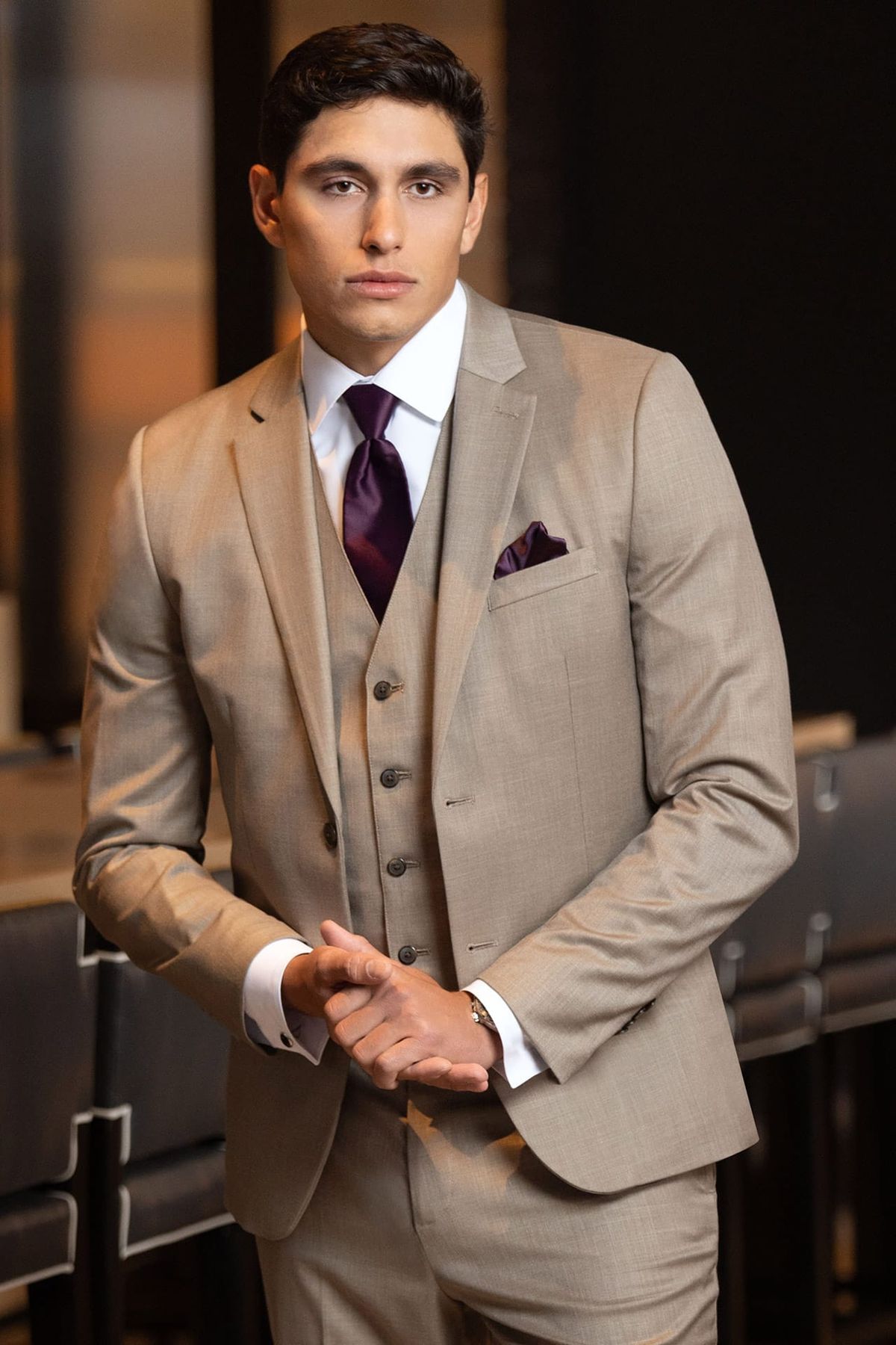 Wheat Stretch Slim Fit Suit Coat