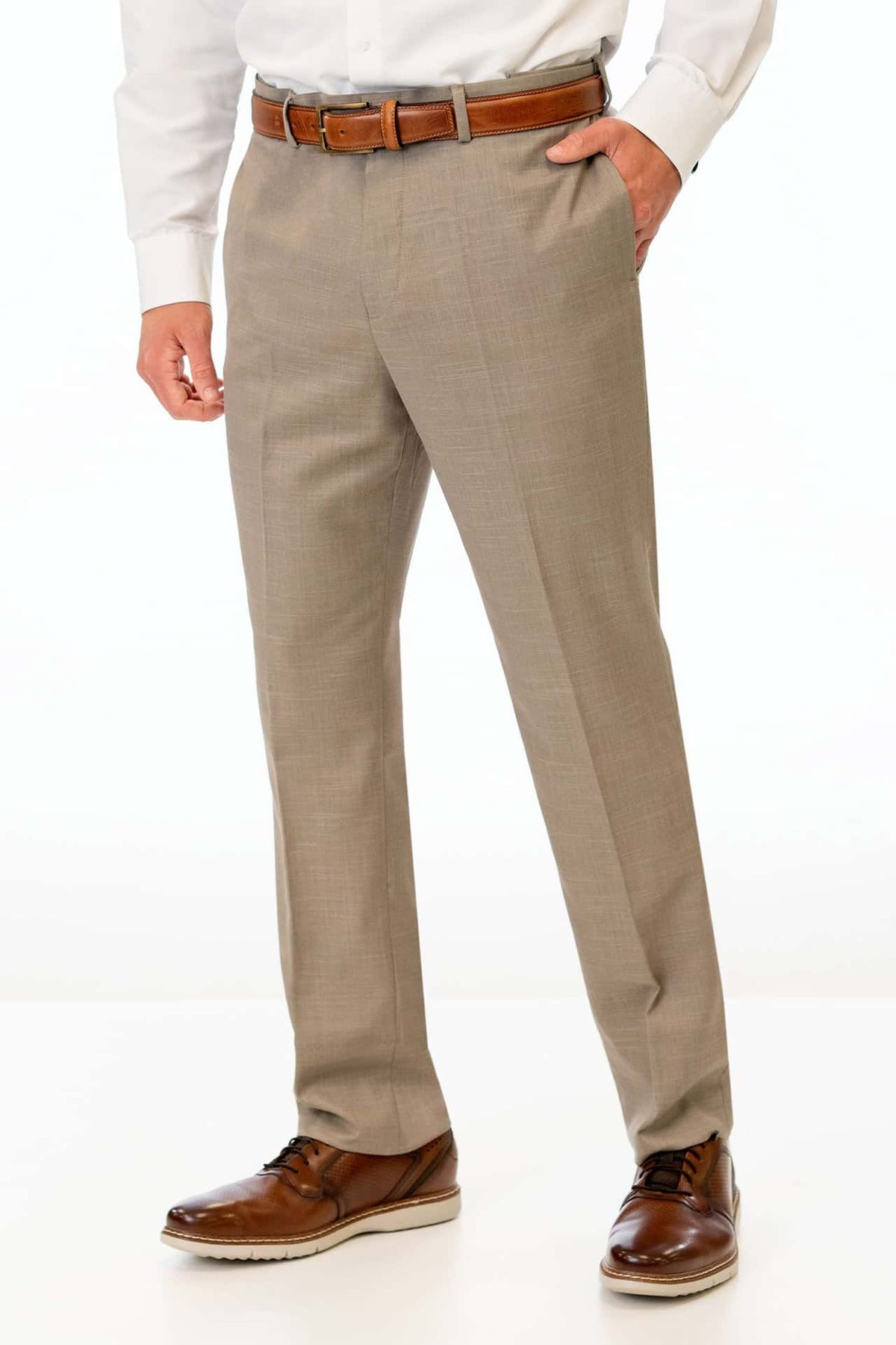 Wheat Stretch Slim Fit Suit Pants