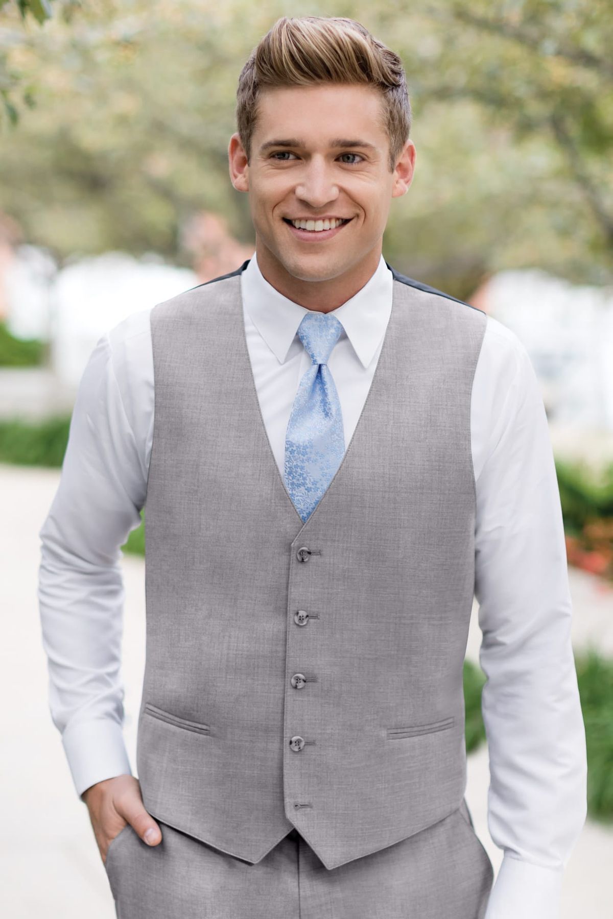 Heather Grey Clayton Slim Fit Suit Pants — photo 3