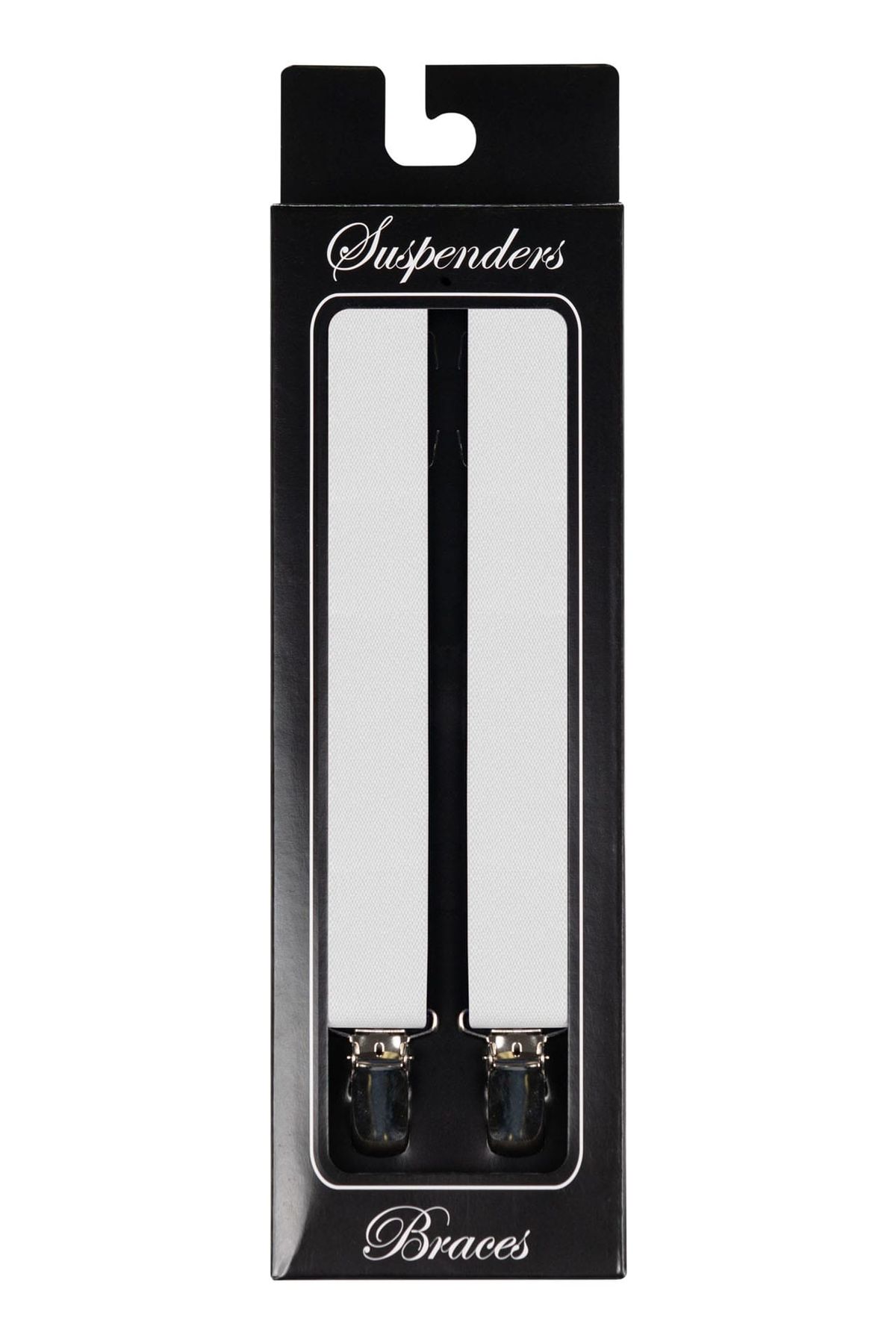 Men's White Clip-on Suspenders