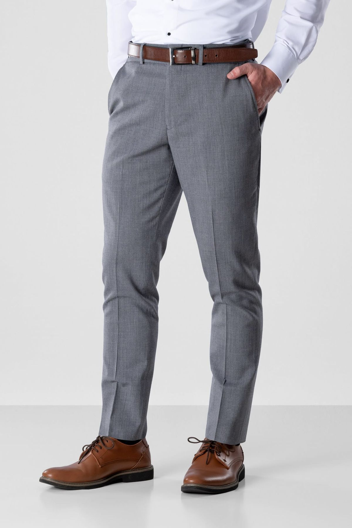 Medium Grey Performance Stretch Slim Fit Suit Pants
