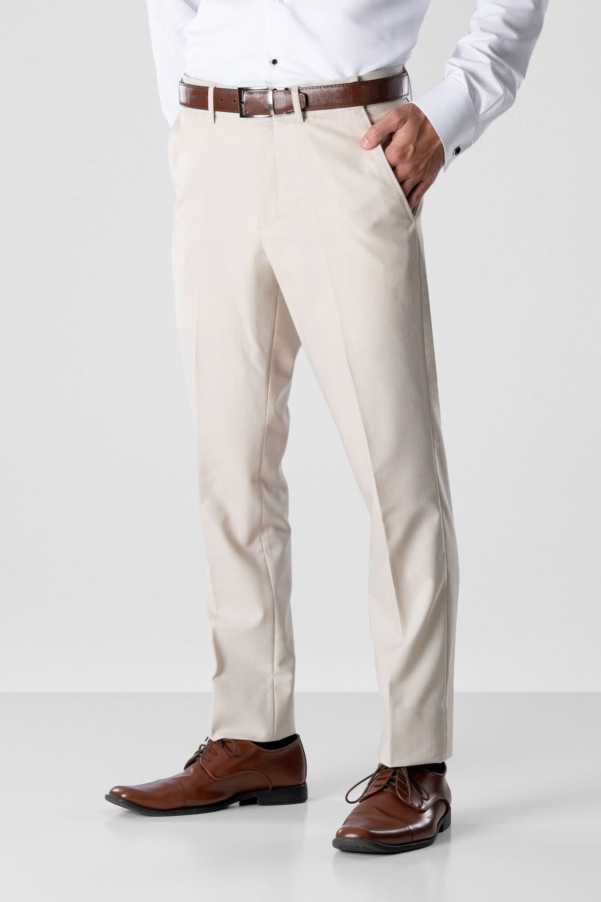 Tan Performance Stretch Slim Fit Suit Pants
