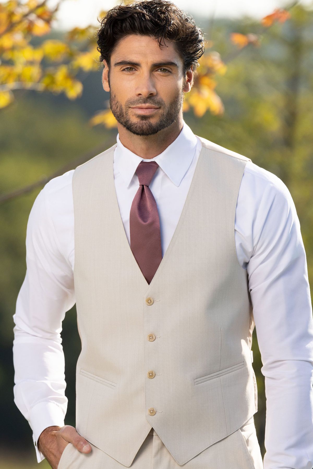 Tan Performance Stretch Suit Separates Vest
