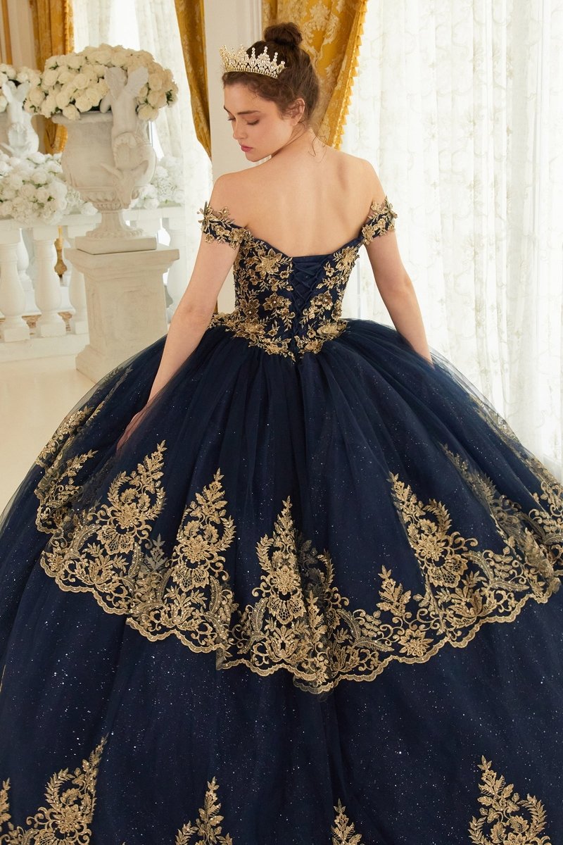 Ladivine 15705 Dress in Navy Gold