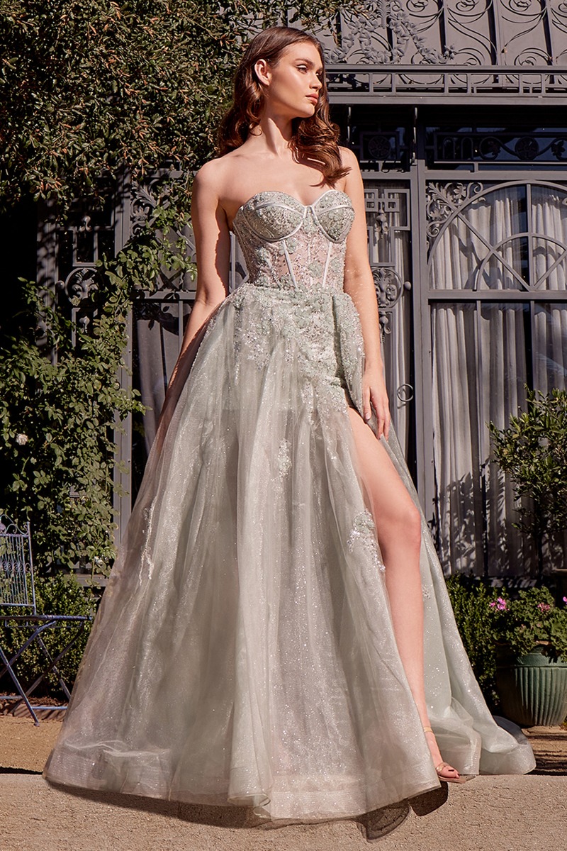 Andrea & Leo A1381 Dress in Sage — front view