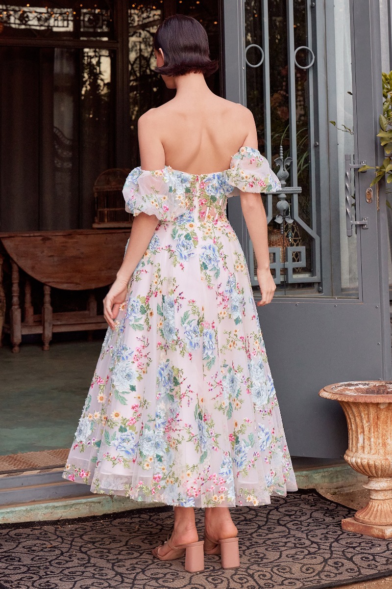 Andrea & Leo A1406 Dress in Blue — back view