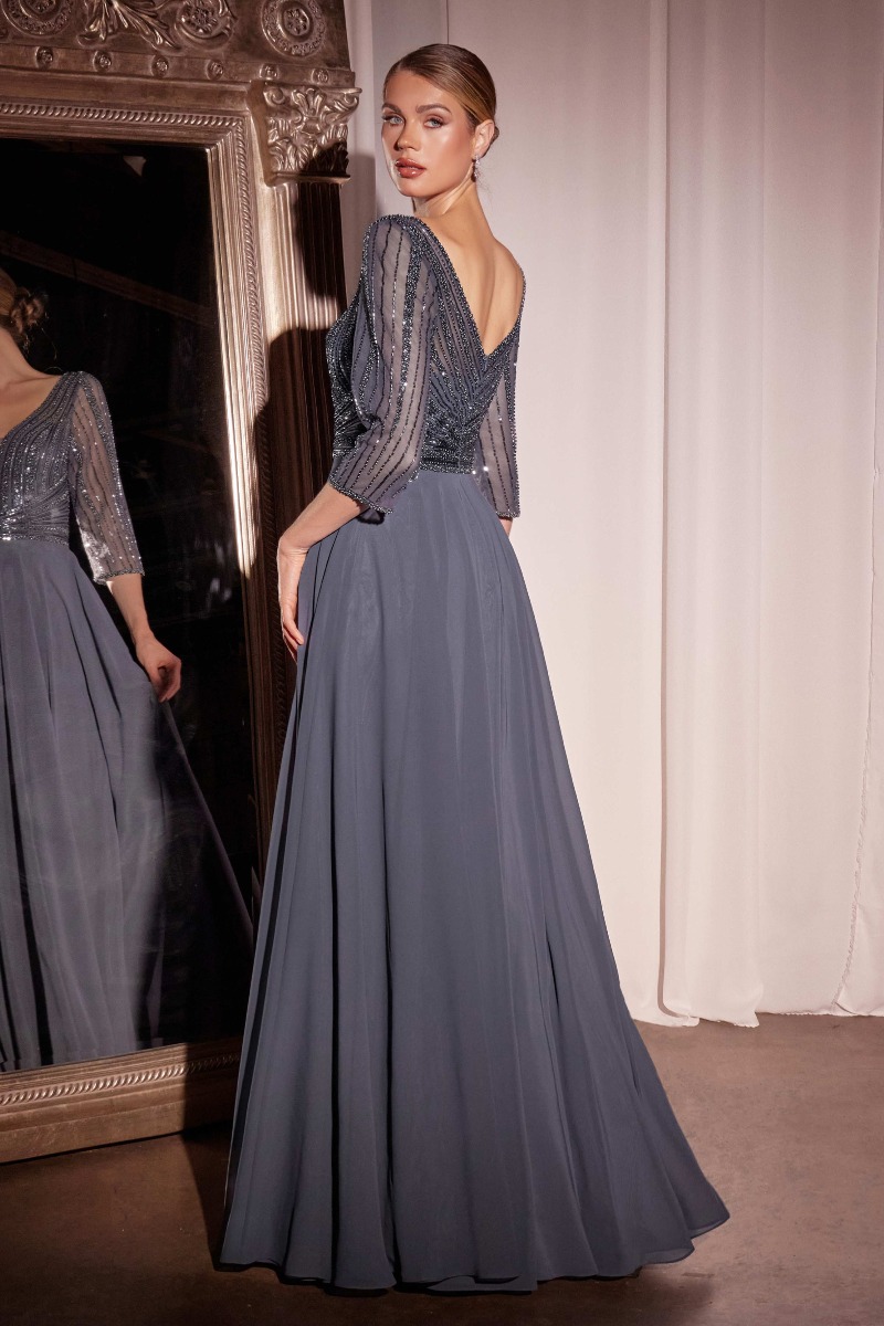 Ladivine CC446 Dress in Indigo Grey — back view
