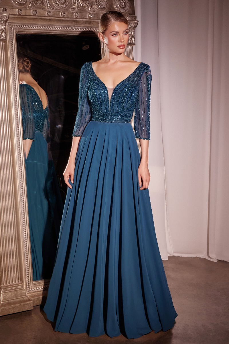 Ladivine CC446 Dress in Peacock — front view
