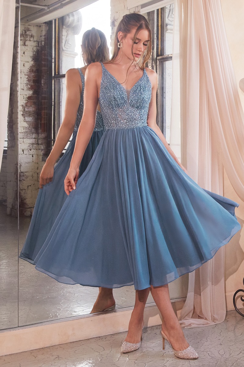 Ladivine CD0225 Dress in Smoky Blue