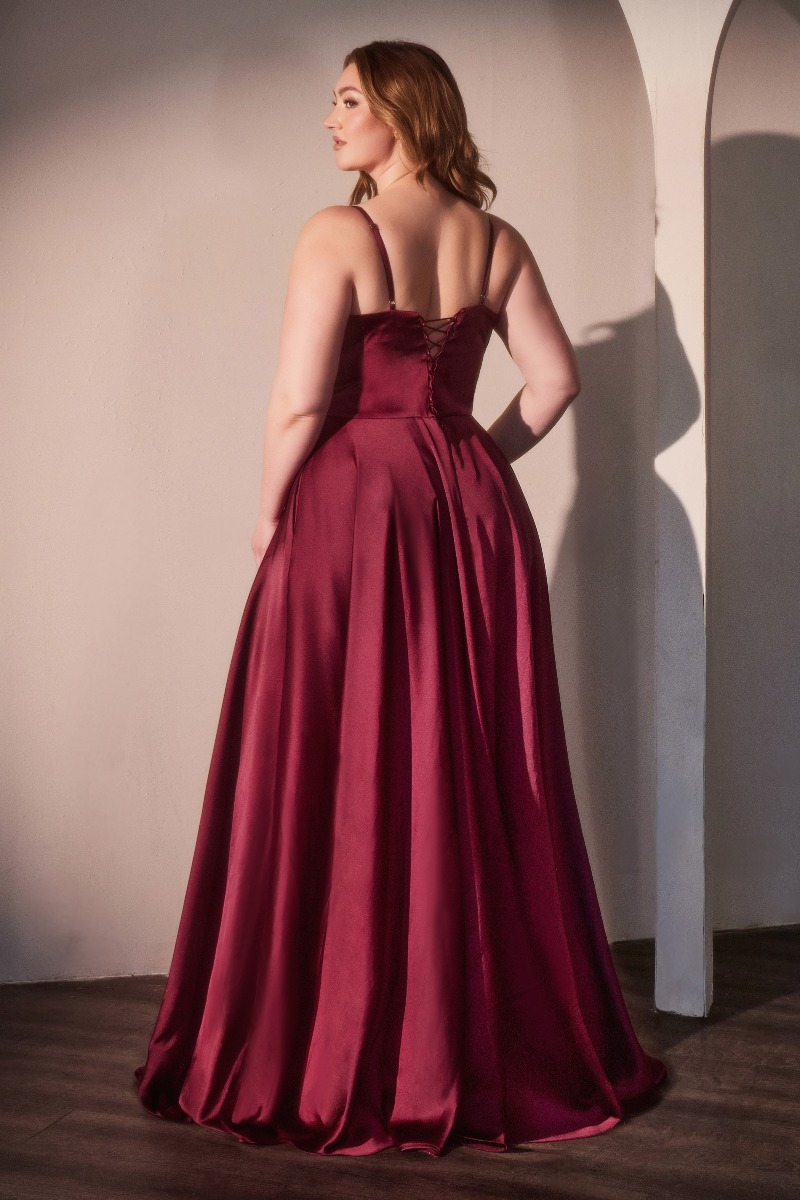 Ladivine CD337C Dress in Burgundy — back view