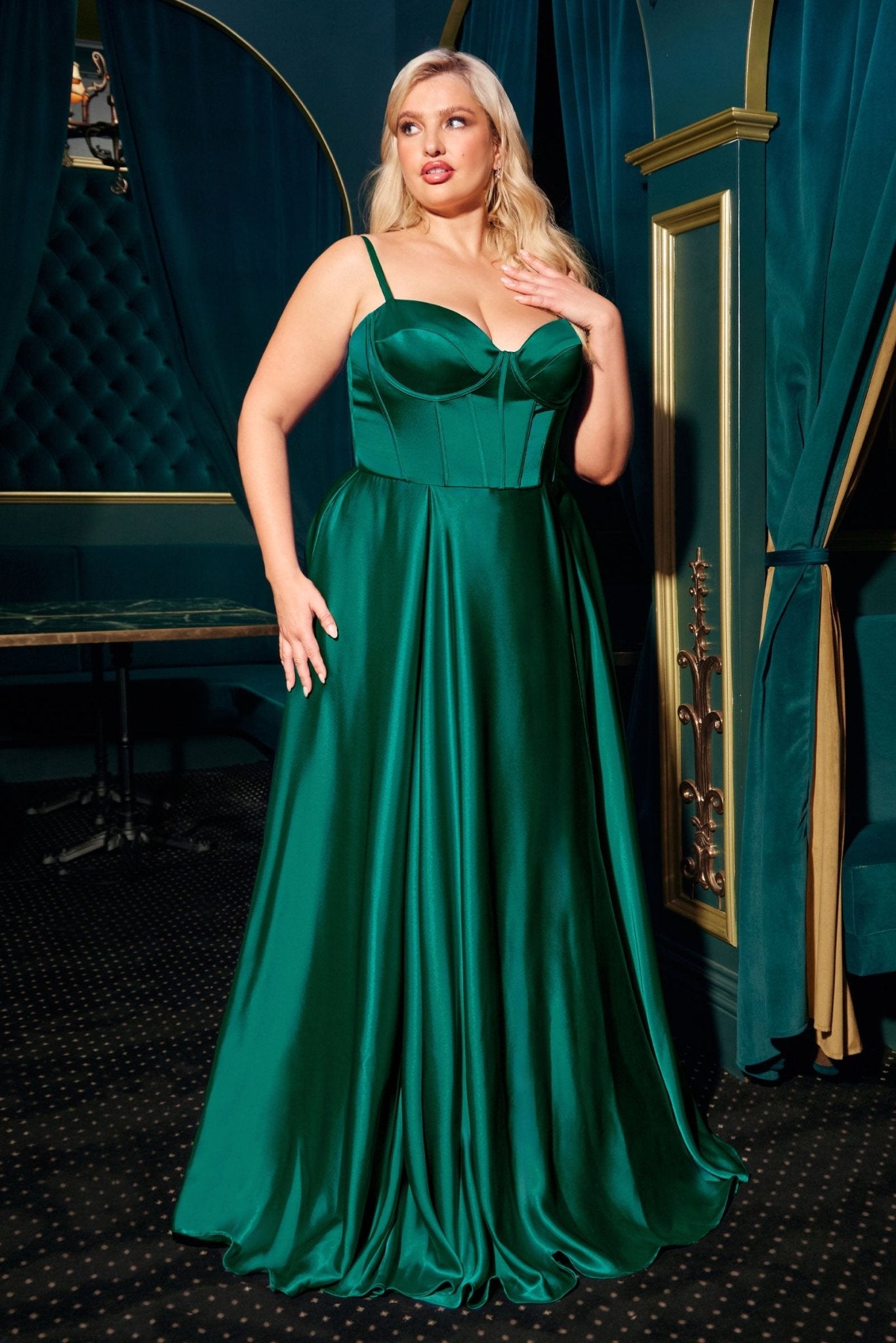 Ladivine CD337C Dress in Emerald — front view