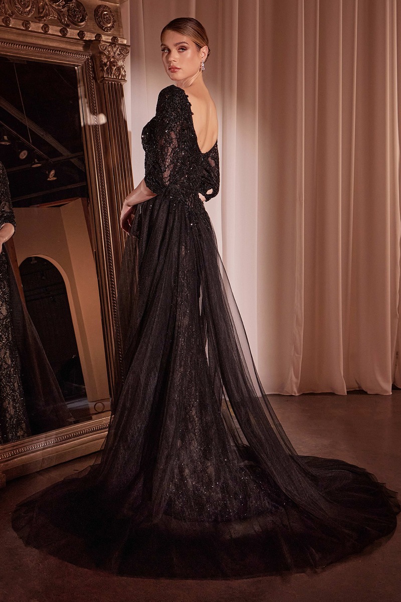 Ladivine CD749 Dress in Black Nude — back view