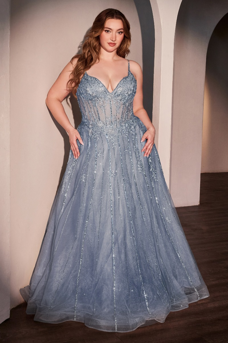 Ladivine CD786C Dress in Blue — front view