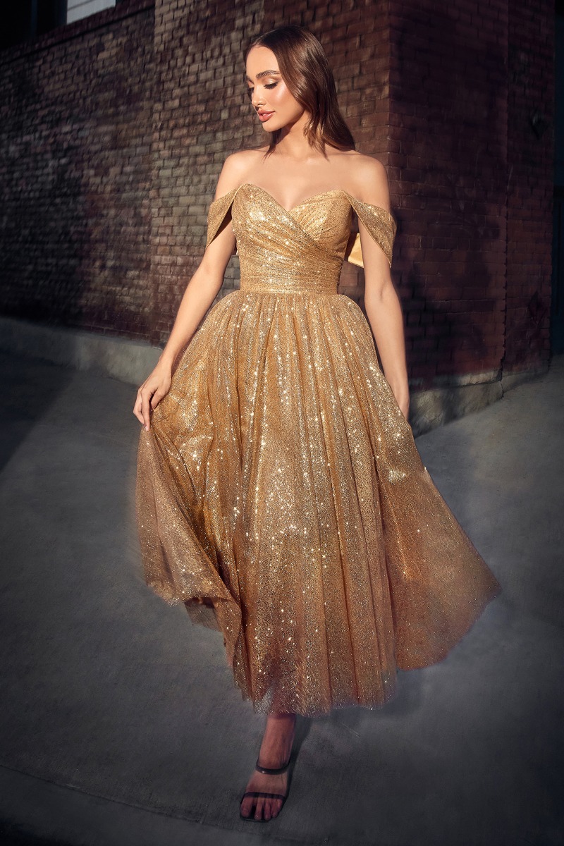 Ladivine CD870 Dress in Gold
