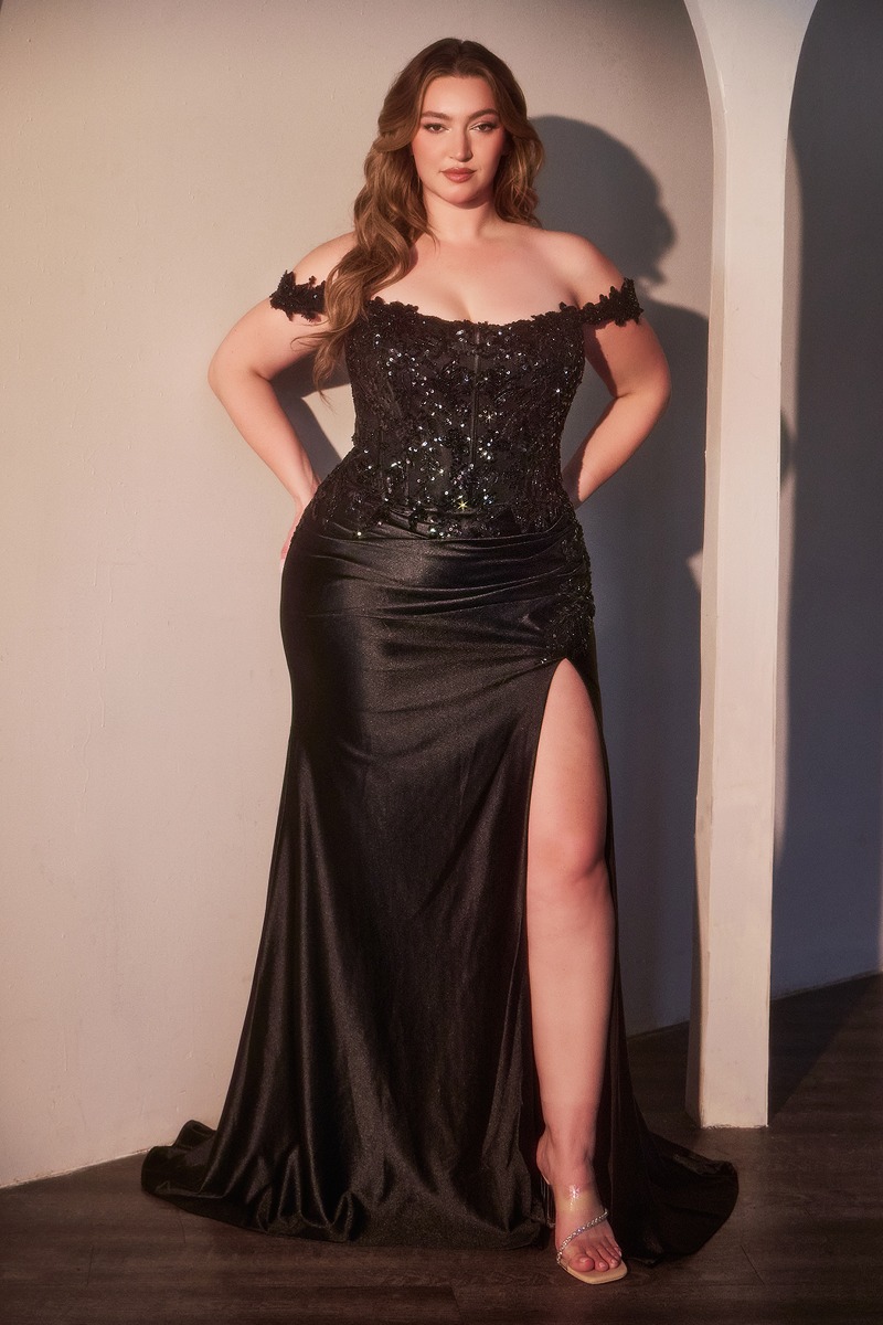 Ladivine CDS537C Dress in Black — front view