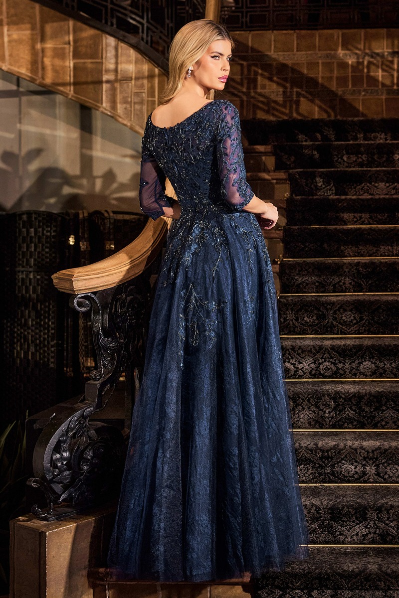 Ladivine CK2401 Dress in Navy — back view