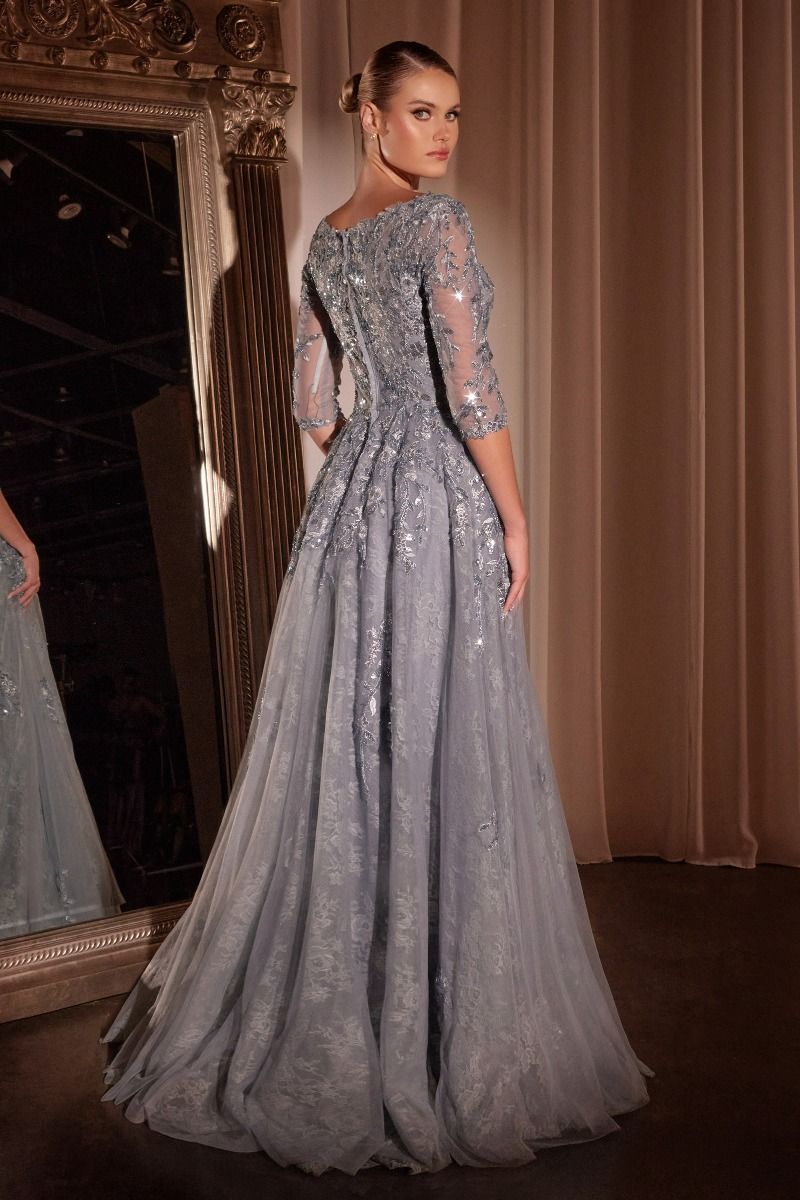 Ladivine CK2401 Dress in Smoky Blue — back view