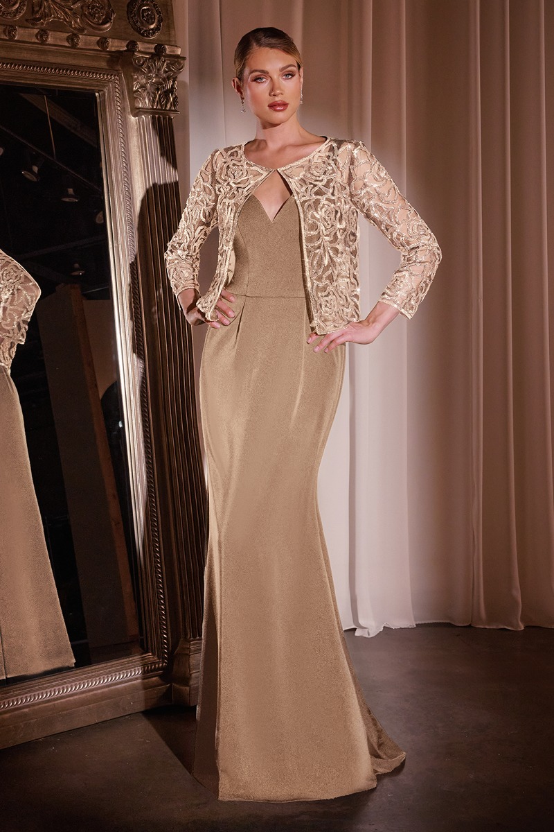 Ladivine J881 Dress in Taupe — front view