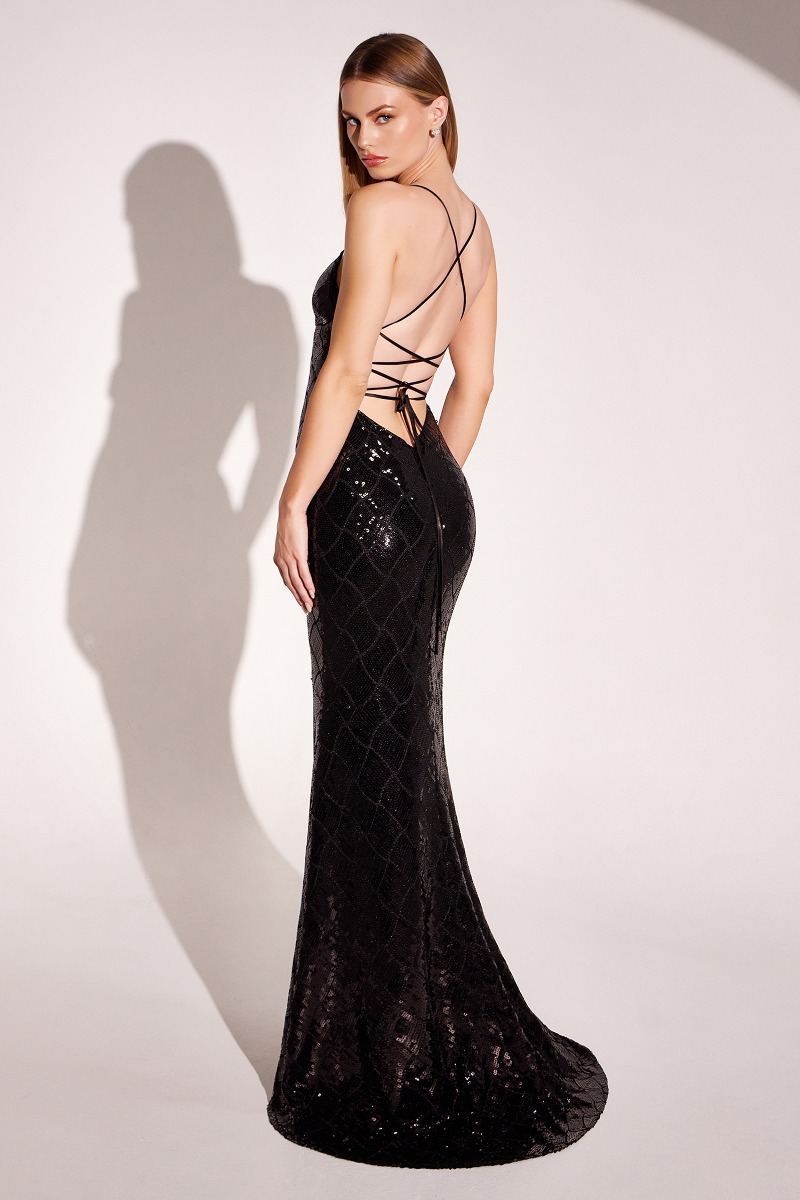 AMORIS T1001 Dress in Black — back view