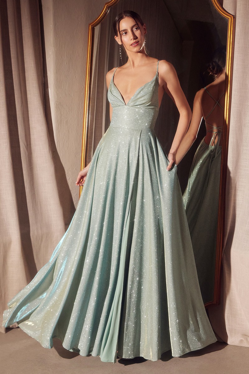 AMORIS T214 Dress in Sage — front view