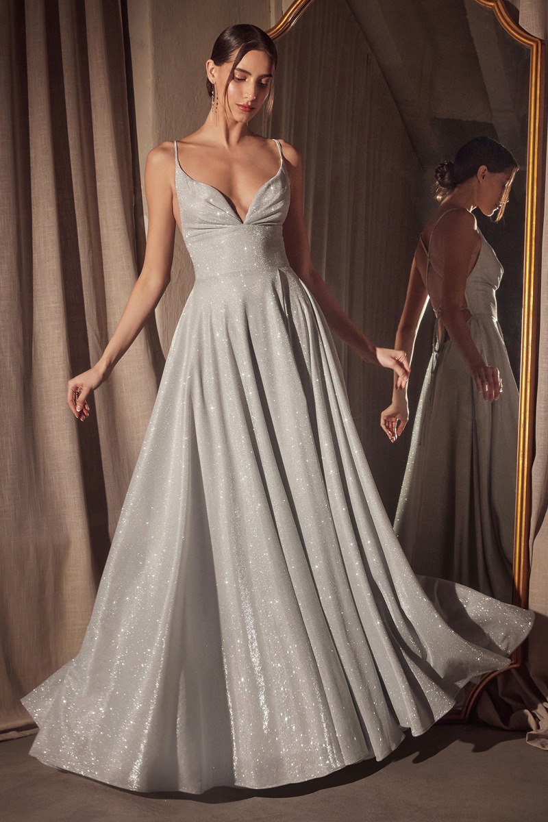 AMORIS T214 Dress in Silver — front view