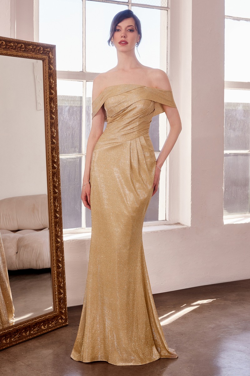 AMORIS T603 Dress in Gold — front view