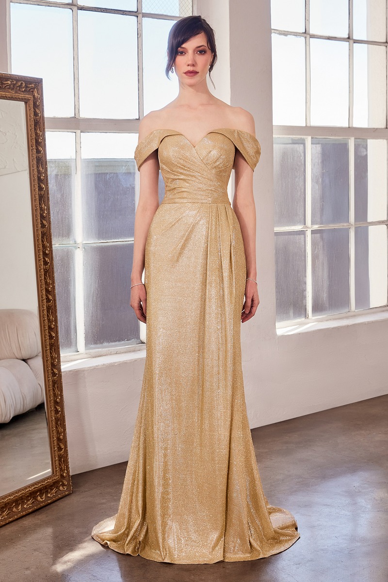 AMORIS T605 Dress in Gold — front view