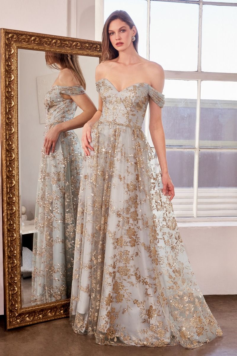 AMORIS T607 Dress in Gold Mist — front view