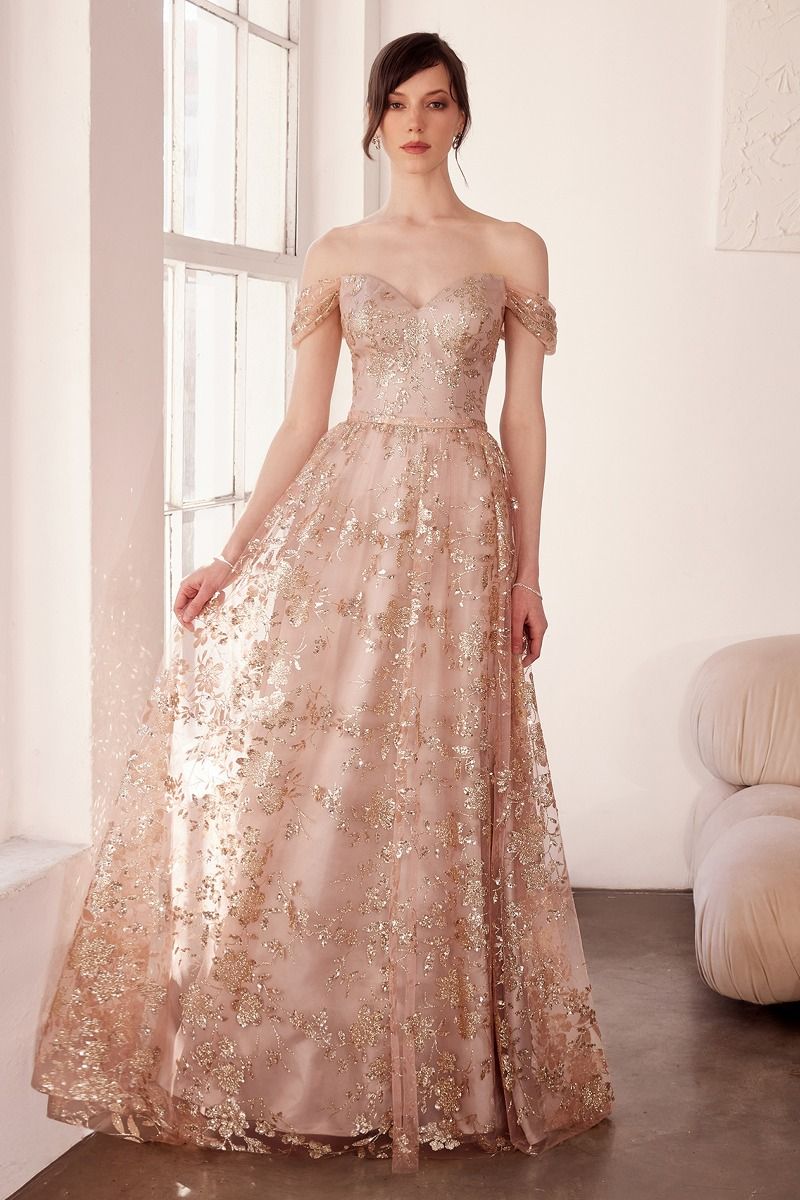AMORIS T607 Dress in Mocha Gold — front view