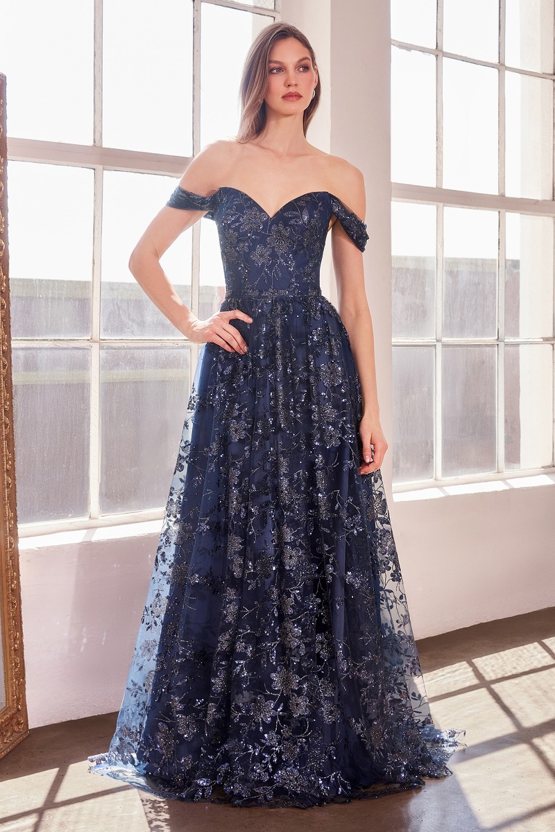 AMORIS T607 Dress in Navy — front view