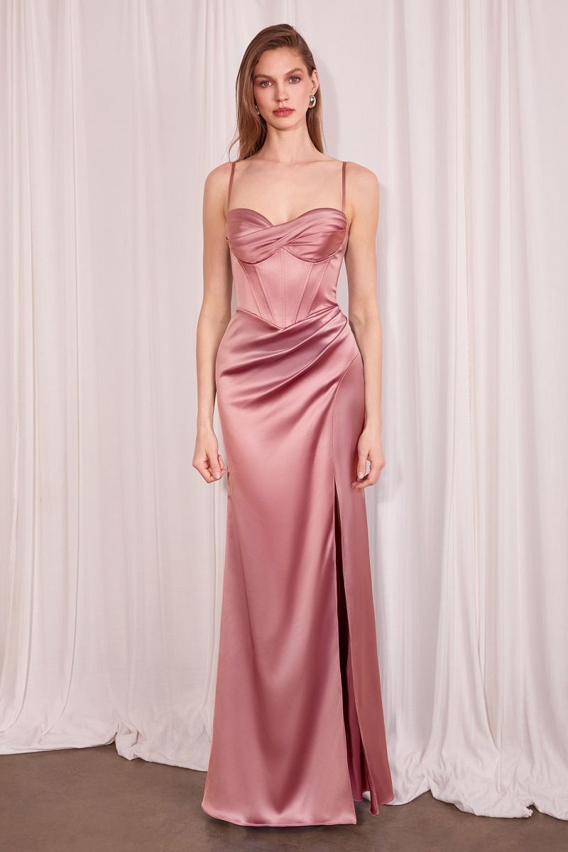 AMORIS T608 Dress in Rosewood — front view