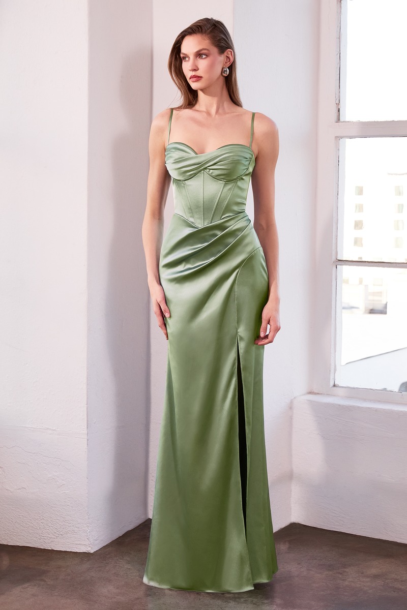 AMORIS T608 Dress in Sage — front view