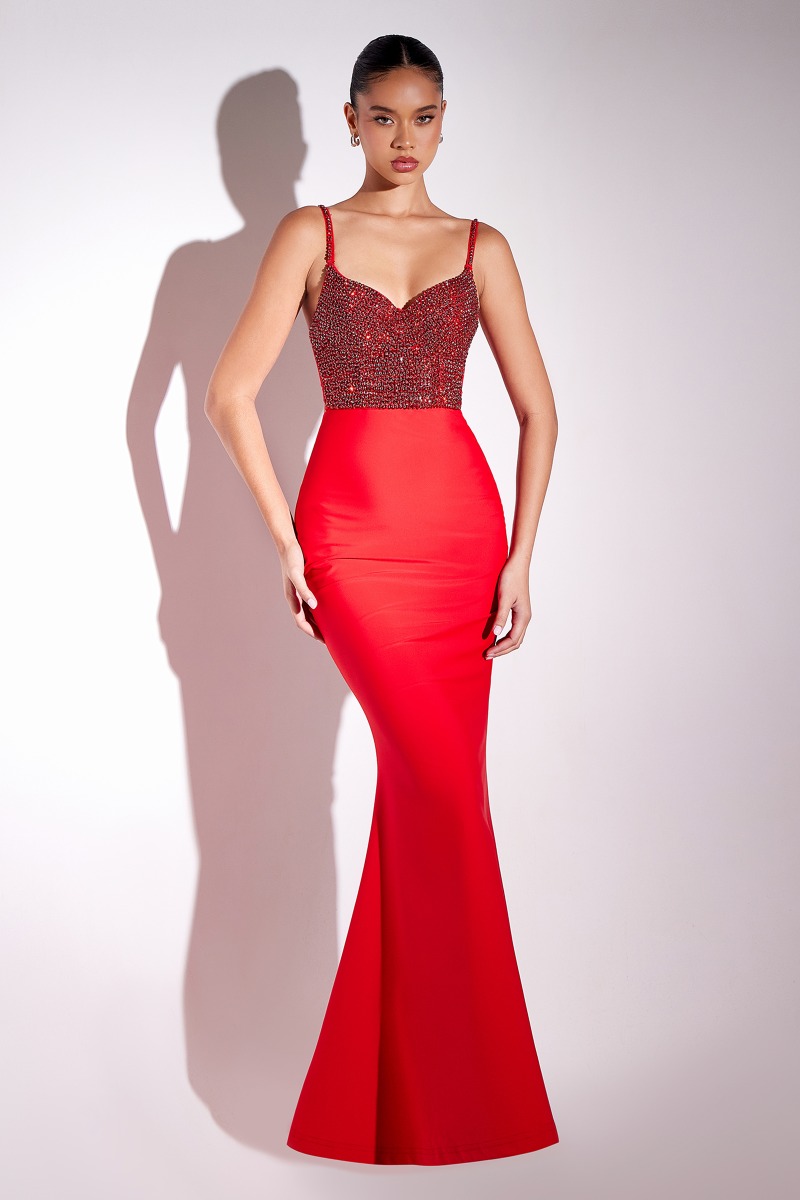 AMORIS T9002 Dress in Red — front view