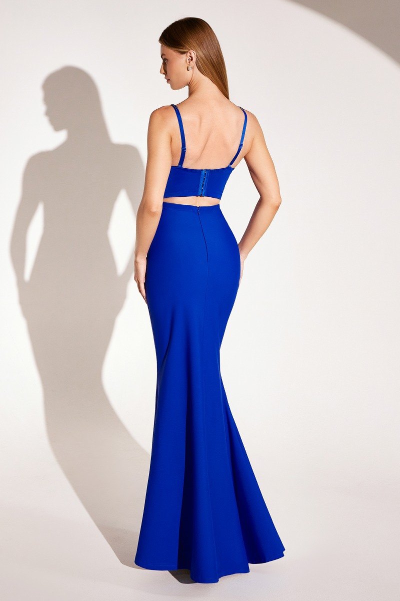 AMORIS T9002 Dress in Royal — back view