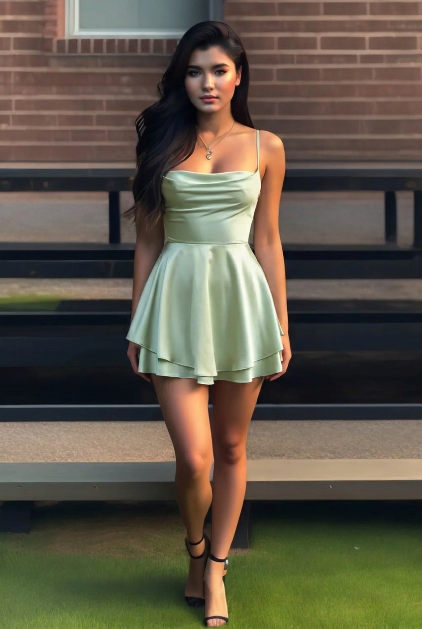 Customer wearing AMORIS T616 Dress