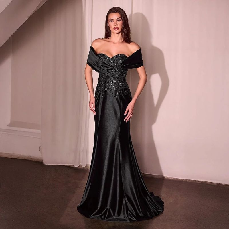 Ladivine Black Satin Gown