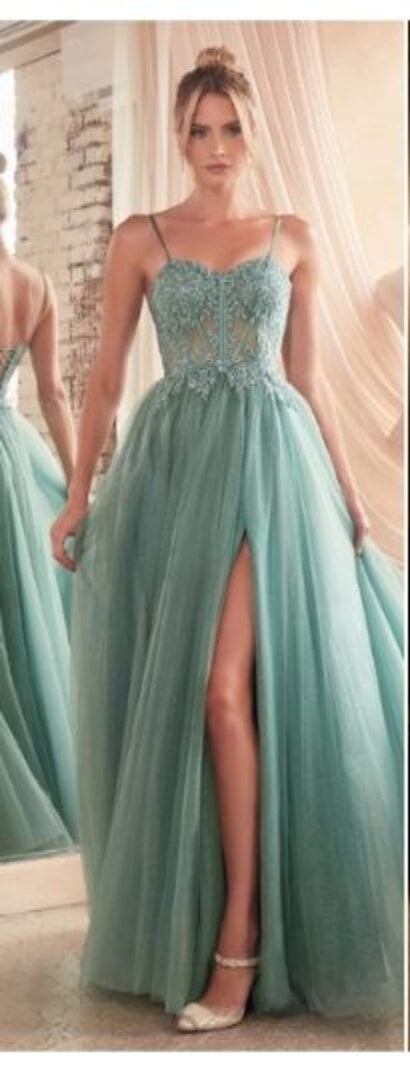 Ethereal tulle ball gown in sage green