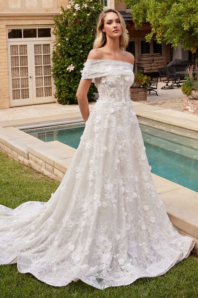 Romantic floral appliqué ball gown